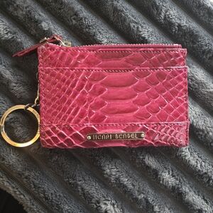 Henri Bendel Fuchsia Croc-Embossed Keychain Holder